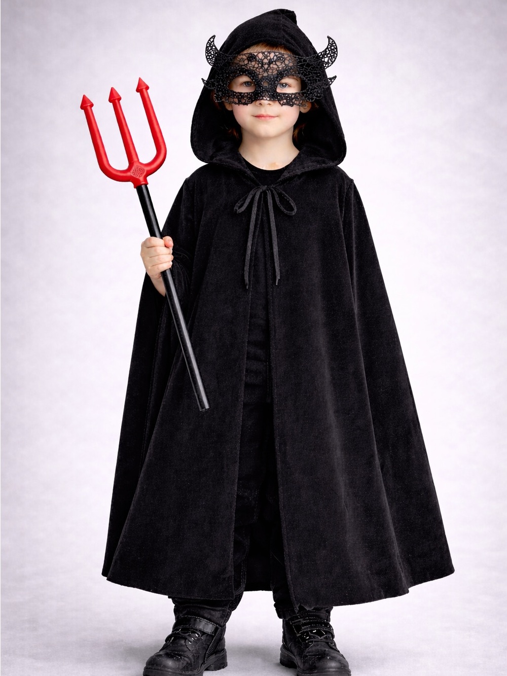 Kids Black Hooded Cape Costume - Brand